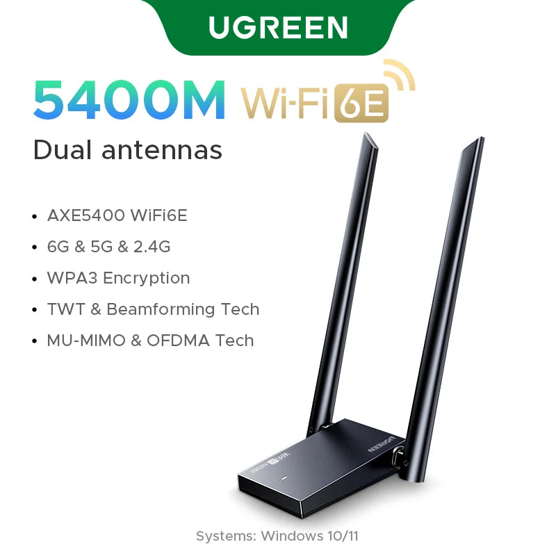 UGREEN WiFi Adapter AX1800 WiFi6 USB3.0 5G&2.4G Dual - Antenna USB for PC Laptop Ethernet Receiver Network - Visuel 9 | SAMAG