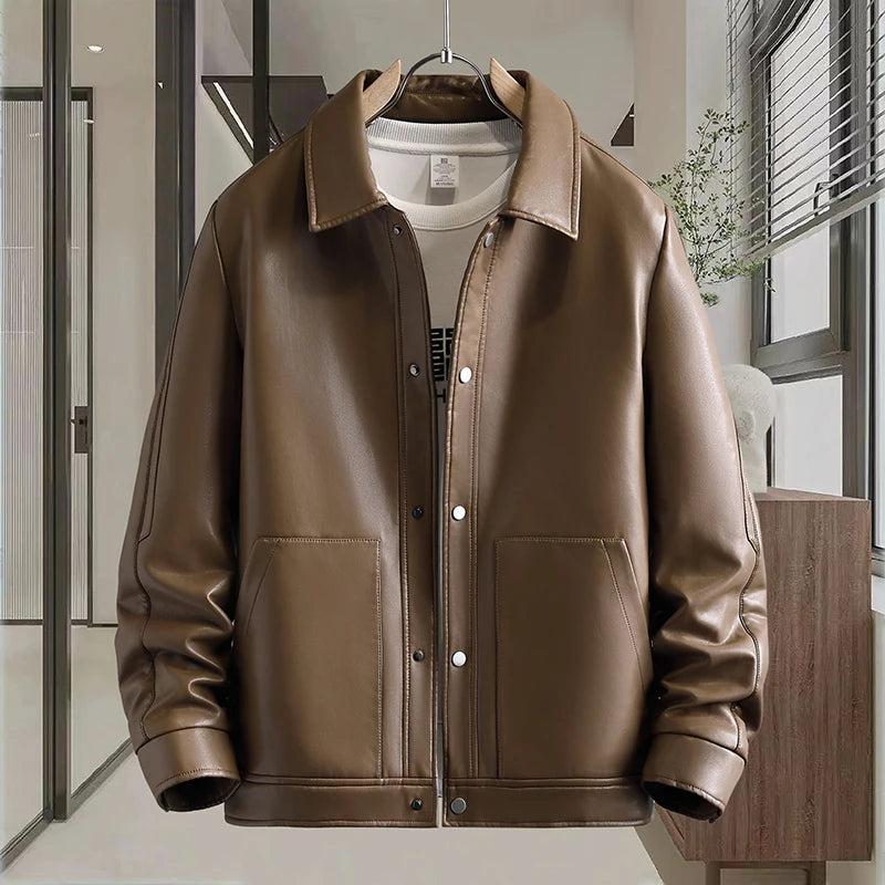 This Autumn's Best-Selling High-Quality Stand-Up Collar Jacket Is a Trendy, Fashionable, Cool and Versatile Casual Leather Jacke