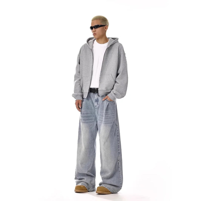 Vintage Washed Straight Leg Jeans Men Women Loose Fit | SAMAG