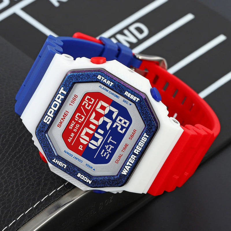 SKMEI Fashion Countdown Sports Digital Watches For Men Women 5Bar Waterproof Chrono Military Electronics Wristwatch Reloj Hombre