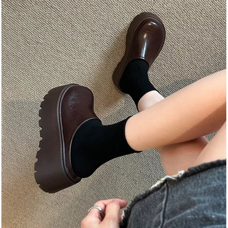 2026 New Retro Mules Platform Chunky Sole Height Increasing Slip-On Comfortable Non-Slip Daily Commute Office Street Style