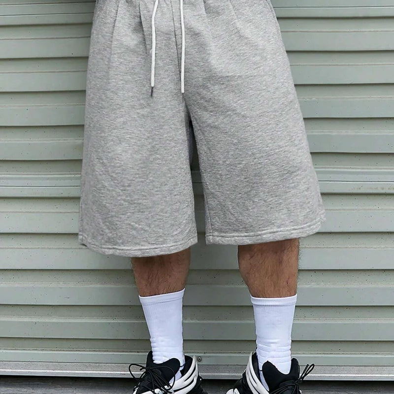 Men's Drawstring Waistband Loose Fit Shorts Sweat Long | SAMAG