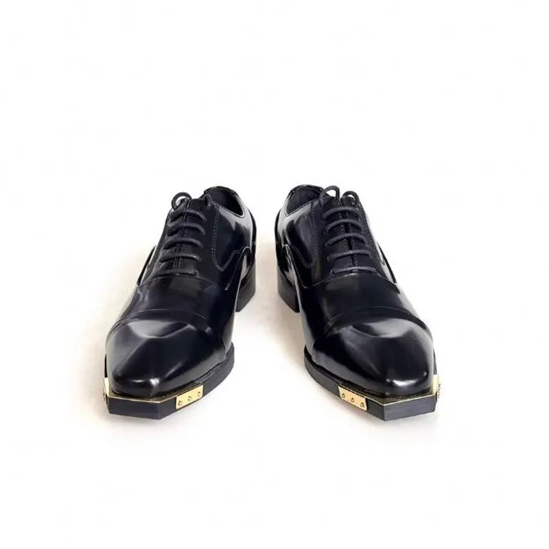 Fashion Metal Toe Mens Oxfords Wedding Dress Shoes Handmade Cow Leather Customized Men Shoes