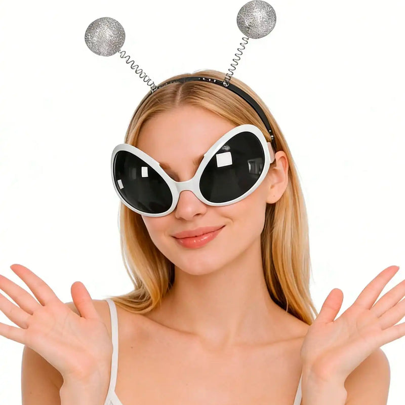 Alien Costume Accessories Set, Novelty Alien Sunglasses + Alien Headband Boppers, Space Theme Party Favors for Halloween Cospla