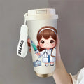 1 18oz medical theme 316 stainless steel thermos cup with leak-proof cover-double vacuum insulated cup suitable  hot/cold drinks