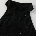 Women Sparkly Sleeveless Top Black Halter Vest Slim Fit Casual Top Spring Summer Fashion Trendy Sexy Tank Top Music Festival
