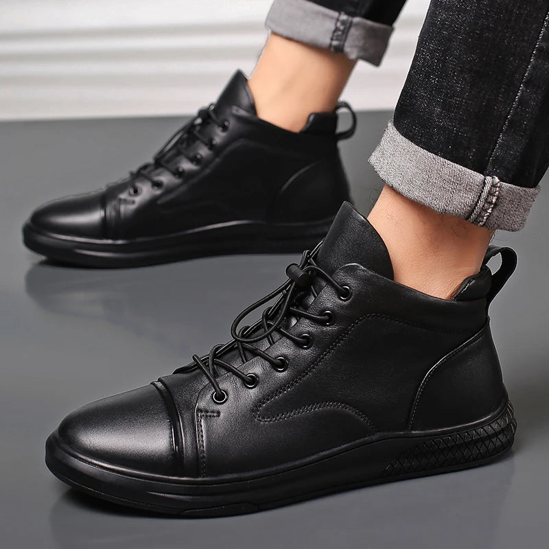 Mens Genuine Leather Outdoor Causal Shoes British Style Flat Designer Antiskid Sports Walking Shoes Comfy Oxford Shoes Hombre