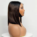 250% Density Bob Straight Human Hair 2X6 Transparent Lace Closure Frontal Human Hair Wigs 100% Human Hair Ginger 99J Colored Wig