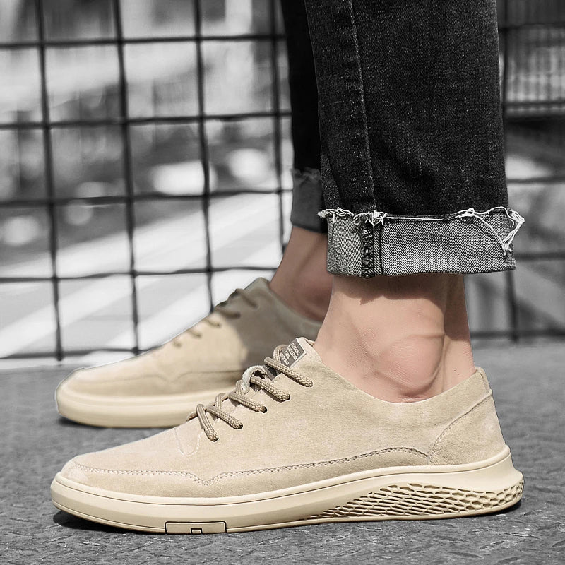 2025 New Genuine Leather Board Shoes Italian Casual Leather Lace Up Outdoor Comfy Jogging Shoes Flat Designer Office Oxford Shoe