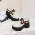 Women's Summer Slippers Mesh Holes 2026 New Women's Platform Mules 9cm High Heel  Woven Slippers Women