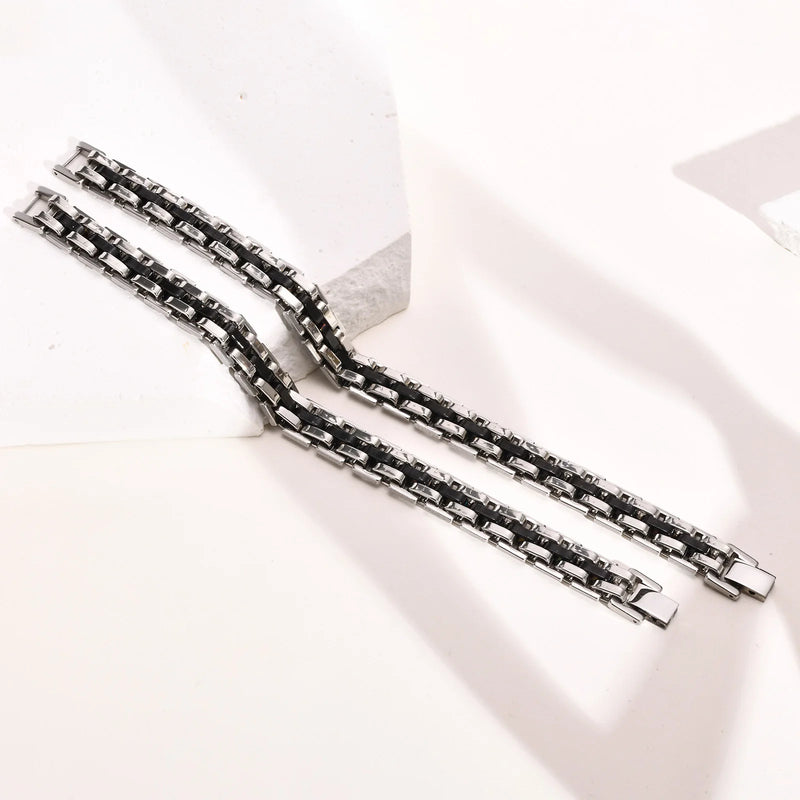 Vnox Stylish Strap Chain Bracelets for Men Gift Jewelry, 10.7MM Wide Stainless Steel Links Wristband - Visuel 4 | SAMAG