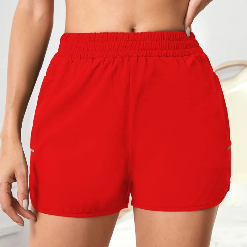 High Waist Running Shorts for Women Quick Dry Athletic Workout Gym Fitness Yoga with Phone Pocket
