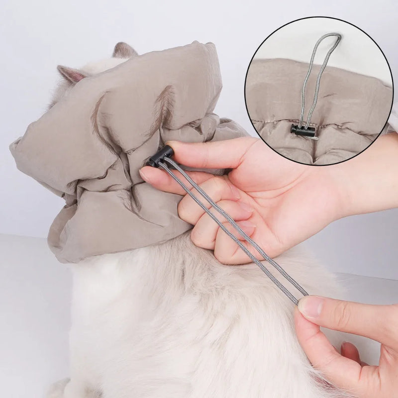 Waterproof Pet Elizabethan Collar Adjustable Anti-Bite Cat Protection Collars Warm Breathable Cat Recovery Cone Pet Wound