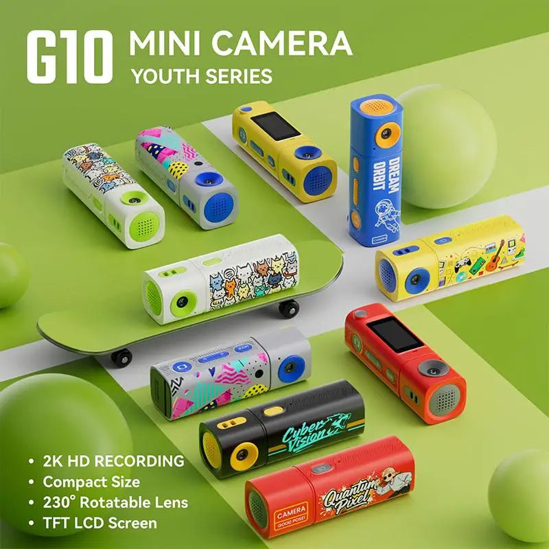 2K HD Mini Camera G10 Thumb Lipstick Series Portable Sports Camcorder for Students Action and Event Recording