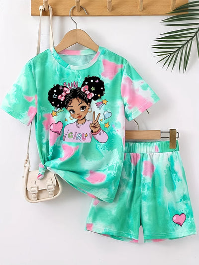 Kawaii Anime Print Kids Sport Suit Short Sleeve Tee | SAMAG