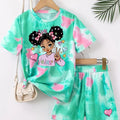 Kawaii Anime Print Kids Sport Suit Short Sleeve Tee | SAMAG