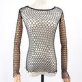 Sexy Hollow Out Mesh T-Shirt Female Skinny Crop Top Fashion Summer Basic Tops for Women Fishnet Shirt