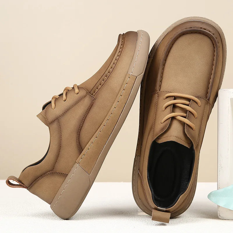 New Autumn Retro Genuine leather fashion casual trend versatile anti slip comfortable breathable simple sports men's board shoes
