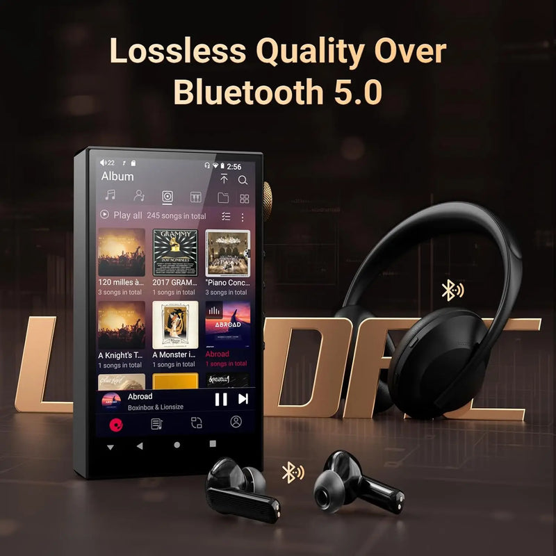 32G/160GB HiFi Hi-Res Audio Player，Bluetooth and WiFi, 4.4mm Balanced, Dual ESS DAC, 4.02" Digital DSD512 Lossless Spotify