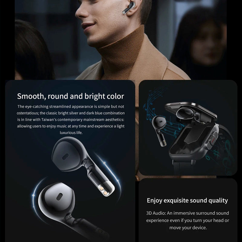 BT Call Blue Tooth Headphones Watches 2.01" Headset 2 in 1 Smart Watch Heart Rate Sport Fitness Bracelet TWS Earphone Smartwatch