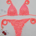 Sexy glitter sequine plain bikinis sets two pieces thong | SAMAG