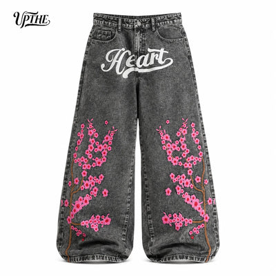 UP.THE Men Baggy Wide Leg Jeans, Vintage Washed Black | SAMAG