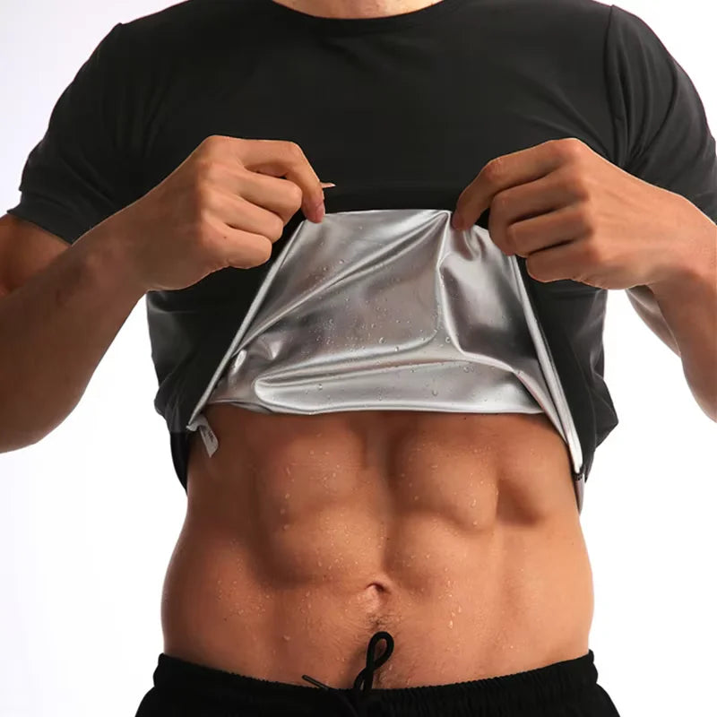 Men Sweat Sauna T-shirt Waist Trainer Suits Body Shaper Weight Loss Corset Underwear Belly Control Fitness Fat Burning Shapewear