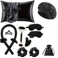 4/12Pcs Styling Kit Heatless Silk Curler with Sleeping Mask Shower Cap for Women and Girls Beauty Kit Travel Hair Styling Tools