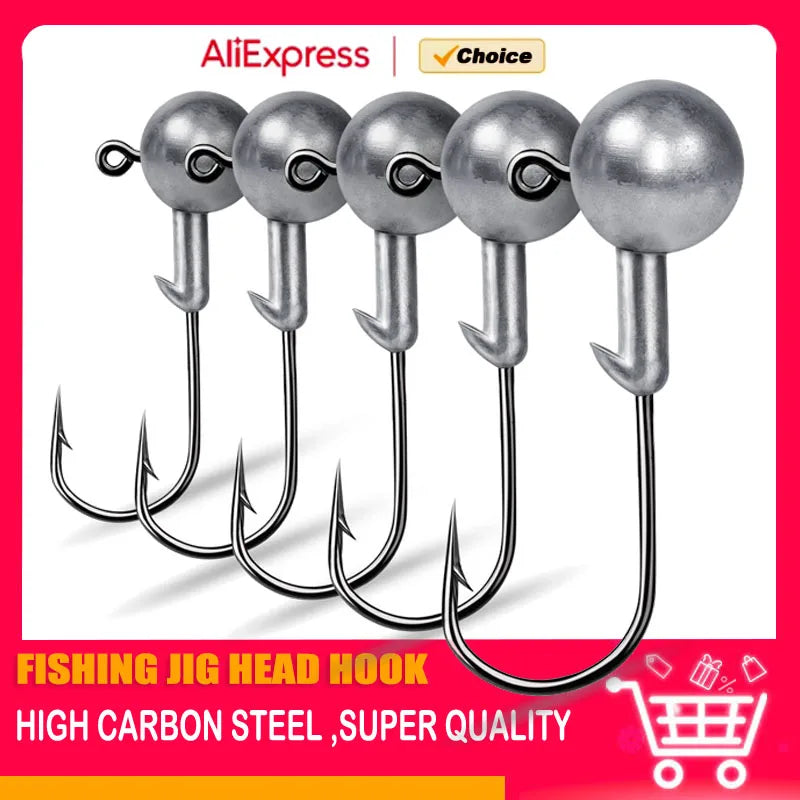 5pcs 1g 2g 3g 4g 5g 10g 20g 22g 25g 28g crank Jig head hook fishing hook head Jig lure hard bait soft worm jig hook for fishing