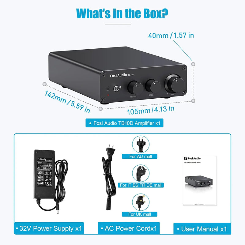 Fosi Audio Upgrade 600W Digtal HiFi Sound Power Amplifier TPA3255 Class D Stereo Amp With Treble & Bass For Home Theater Speaker
