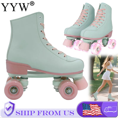 Size 36 - 41 Flashing Double - Row Roller Skate Shoes | SAMAG