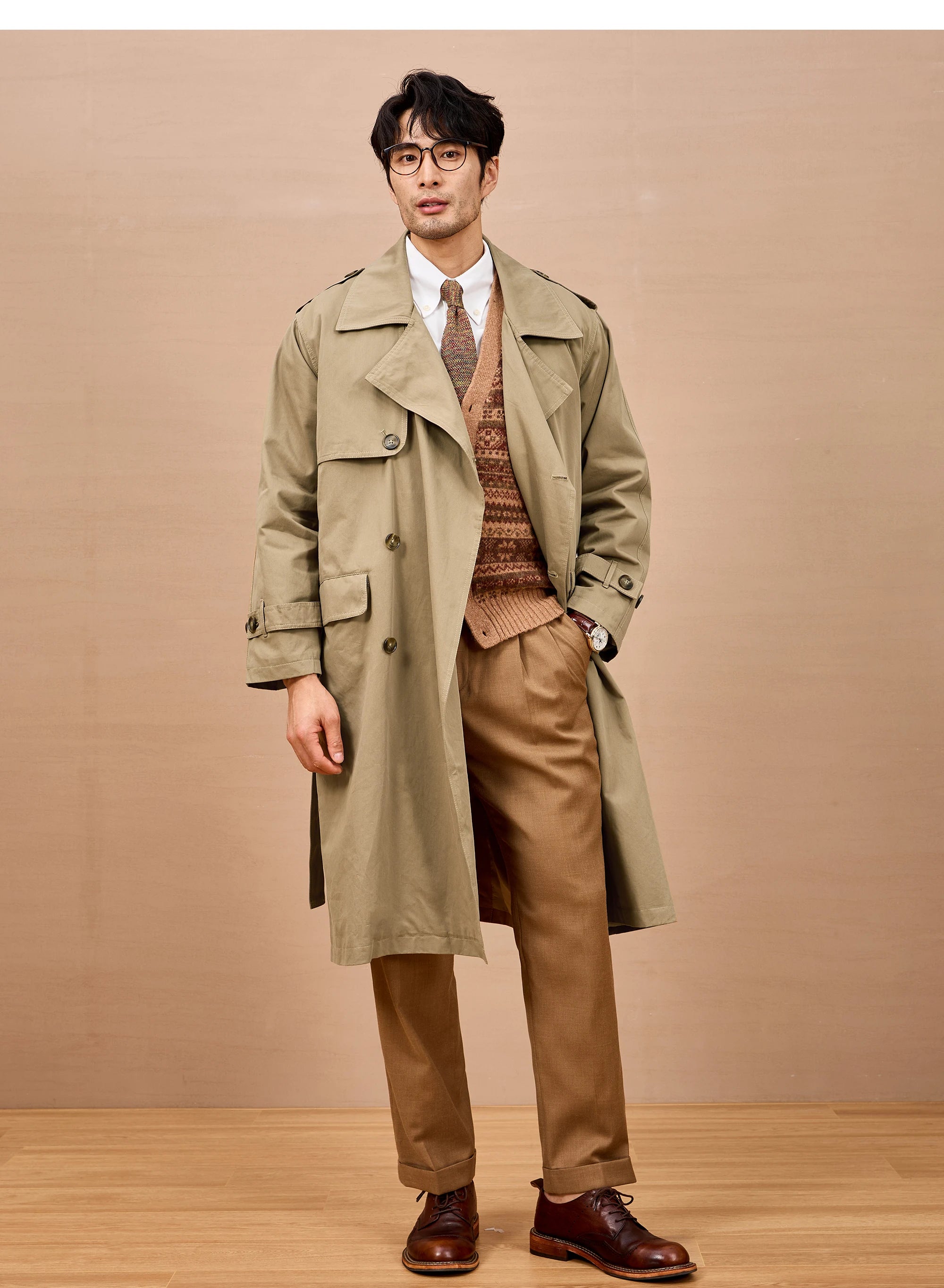 Mauroicardi Spring Autumn Long Black Khaki Trench Coat Men Shoulder Pads Double Breasted Chic British Style Fashion Clothes 2025