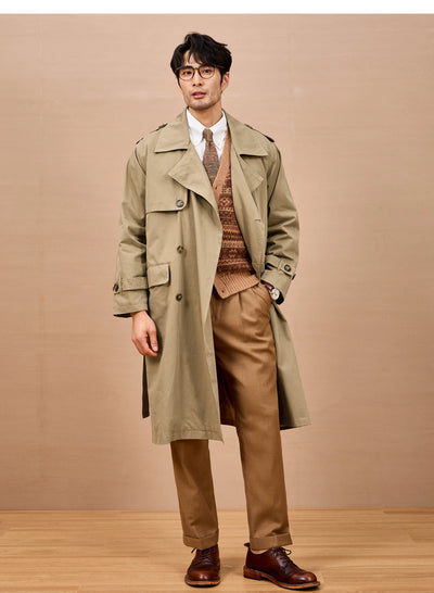 Mauroicardi Spring Autumn Long Black Khaki Trench Coat | SAMAG