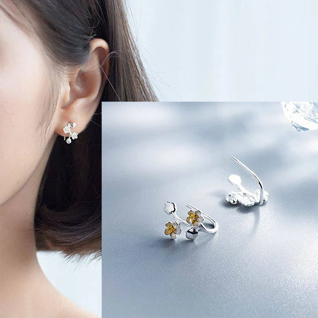 VENTFILLE 925 Sterling Silver CZ Star Moon Asymmetric Hoop Earrings for Women Girls Gold Silver Color Party Jewelry Gifts