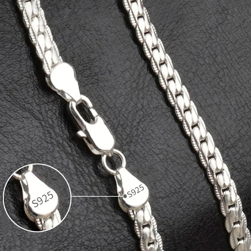 18K Gold/Silver Color 6mm Full Sideways Necklace 8/18/20/24 Inch Chain For Woman Men Fashion Wedding Engagement Jewelry Gifts