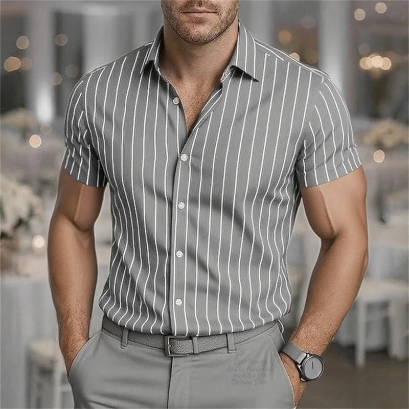 Men's Fashion Striped Shirts, Casual Breathable Lapel | SAMAG