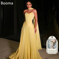 Booma A-Line Pleat Yellow Evening Dresses Sleeveless | SAMAG