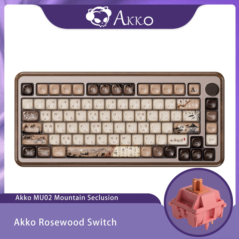 Akko MU01 ANSI/MU02 ISOMountain Seclusion Wooden Mechanical Keyboard Hot-swap BT 5.0 2.4G Wireless Type-C Wired Gaming Keyboard