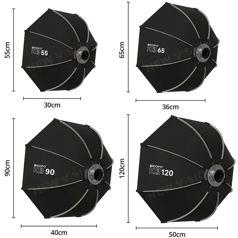 TRIOPO K3 Series 65cm 90cm 55cm 120cm Quick-Setup Octagon Softbox Bowens Mount for Godox Aputure Sokani Studio LED Video Light