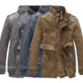 Men Fashion Warm Casual Vintage Faux Leather Jacket Coat Men Winter Brand New Long Thick Fleece Windproof Warm Leather Jacket