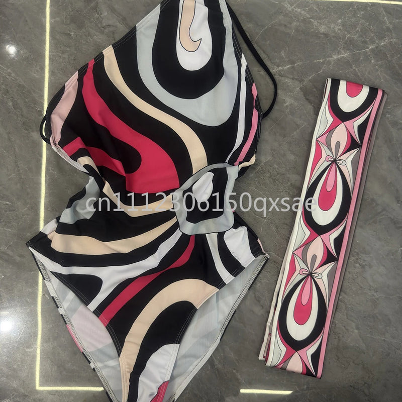 Women's Scarf Swimsuits with Letter Signature Logo Lady | SAMAG