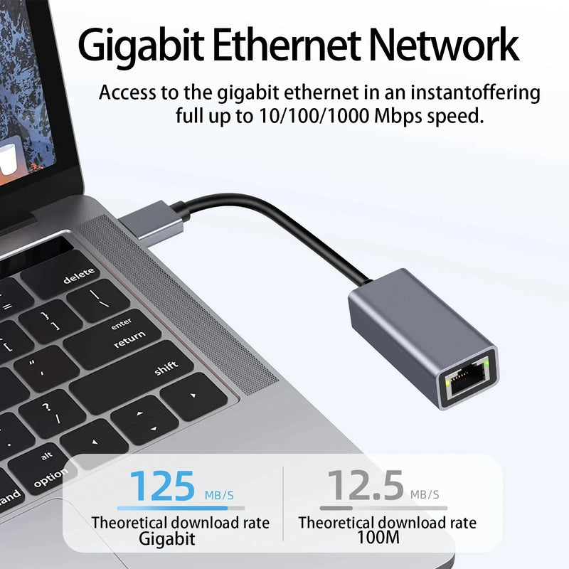 100/1000Mbps Ethernet Adapter USB 3.0 Type C RJ45 Wired Network Card For PC Laptop Desktop Gigabit Lan - Visuel 5 | SAMAG