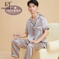 Fimtairah Real 19MMSilk 100% Mulberry Silk Pajamas Men's  Hangzhou Solid Color heavy Silk Home Wear Men's Short sleeve trousers