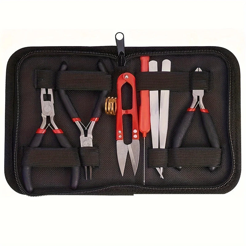 DIY Jewelry Making Tool Set 8pcs Handmade Pliers, Scissor, Tweezers, Jump Ring Opener, Suitable For - Visuel 6 | SAMAG