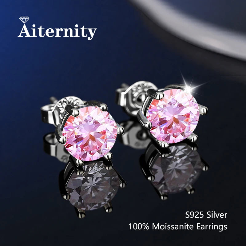 D VVS1 Moissanite Stud Earrings For Women Pass Diamond Tester Pen S925 Platinum Plating Moissanita With 2 Certificates