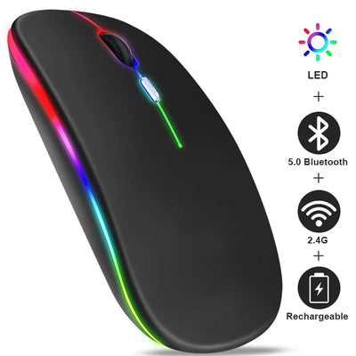 Rechargeable Bluetooth Wireless Mouse with 2.4GHz USB RGB | SAMAG