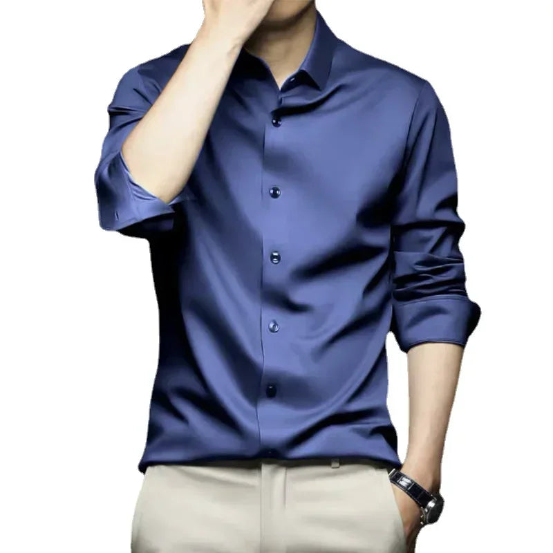S-6XL Men's Long Sleeve Shirt Luxury Wrinkle Resistant | SAMAG