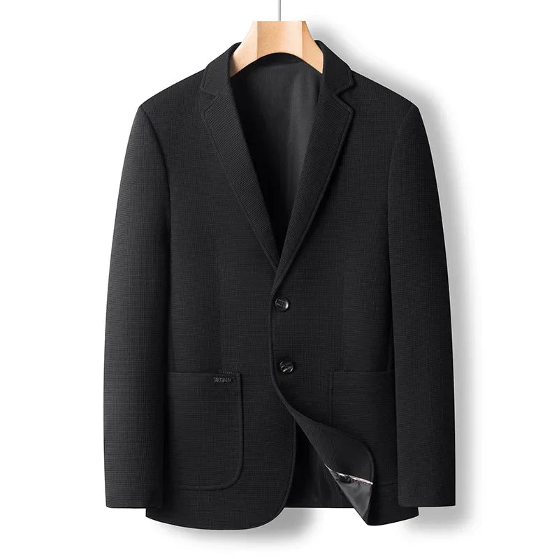 BROWON Brand Men Waffle Texture Blazer Two Buttons Notched Lapel Stretch Casual Suit Jacket Light Business - View 6 | SAMAG