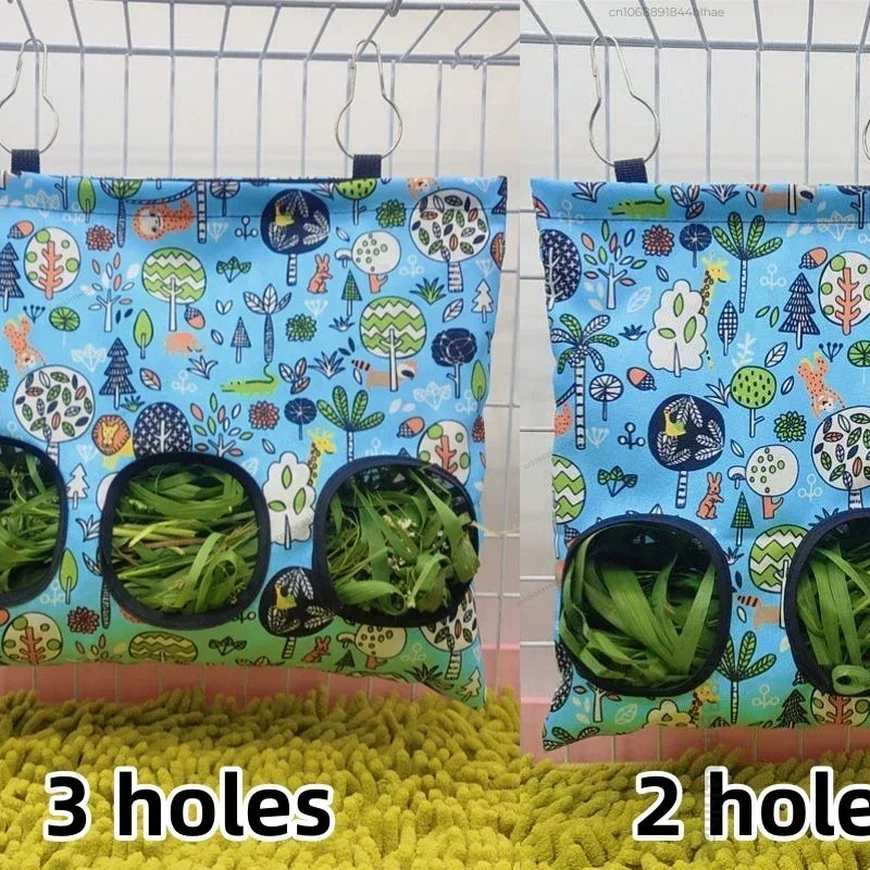 Hay Bag Hanging Pouch Feeder Holder Feeding Dispenser Container for Rabbit Guinea Pig Small Animals Pet Bunny Cage Accessories