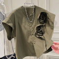 ZANZEA Summer Blouses Women Three - D Flowers Shirts Short - View 3 | SAMAG